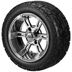 LSI 14" Raptor Gun Metal Gray & Machined Wheel and Lifted Tire Combo