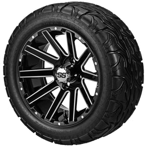 LSI 14" Venom Black & Machined Wheel and Lifted Tire Combo