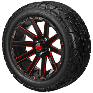 LSI 14" Venom Black & Red Wheel and Lifted Tire Combo