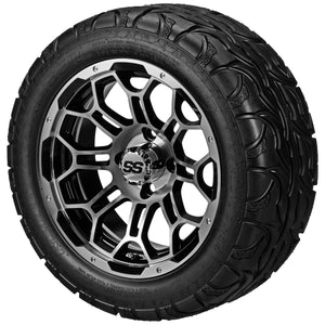 LSI 14" Hercules Black & Machined Wheel and Lifted Tire Combo