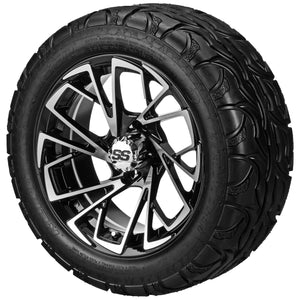 LSI 14" Stinger Black & Machined Wheel and Lifted Tire Combo