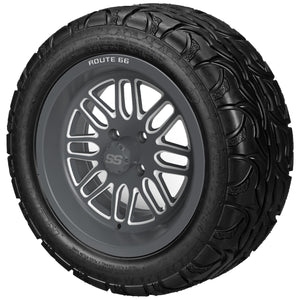 LSI 14" Sinister Gun Metal Gray & Machined Wheel and Lifted Tire Combo