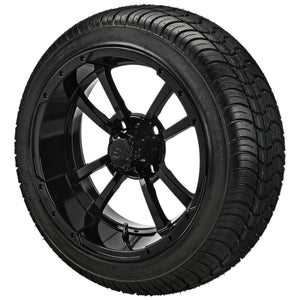 LSI 14" Maltese Cross Gloss Black Wheel and Low Profile Tire Combo