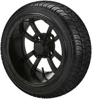 LSI 14" Maltese Cross Matte Black Wheel and Low Profile Tire Combo