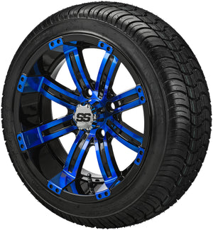 LSI 14" Casino Black & Blue Wheel and Low Profile Tire Combo