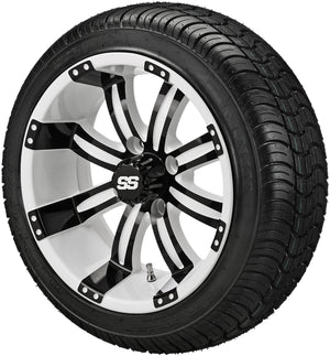 LSI 14" Casino White & Black Wheel and Low Profile Tire Combo