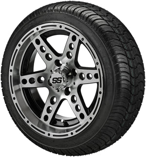 LSI 14" Chaos Black & Machined Wheel and Low Profile Tire Combo