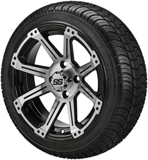 LSI 14" Rampage Black & Machined Wheel and Low Profile Tire Combo