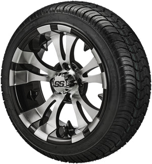 LSI 14" Warlock Black & Machined Wheel and Low Profile Tire Combo