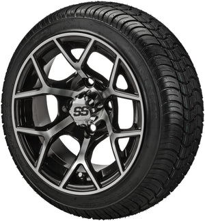 LSI 14" Ninja Black & Machined Wheel and Low Profile Tire Combo