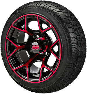 LSI 14" Ninja Black & Red Wheel and Low Profile Tire Combo