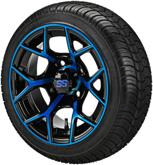 LSI 14" Ninja Black & Blue Wheel and Low Profile Tire Combo