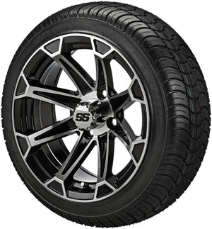 LSI 14" Viking Black & Machined Wheel and Low Profile Tire Combo