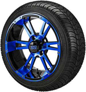 LSI 14" Raptor Black & Blue Wheel and Low Profile Tire Combo