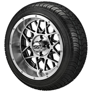 LSI 14" Black Widow Black & Machined Wheel and Low Profile Tire Combo