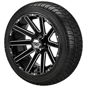 LSI 14" Venom Black & Machined Wheel and Low Profile Tire Combo