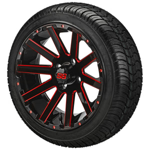 LSI 14" Venom Black & Red Wheel and Low Profile Tire Combo