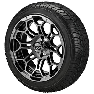 LSI 14" Hercules Black & Machined Wheel and Low Profile Tire Combo