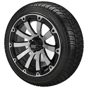 LSI 14" Beast Black & Machined Wheel and Low Profile Tire Combo