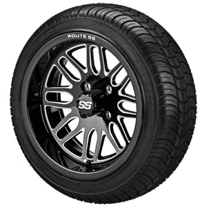 LSI 14" Sinister Black & Machined Wheel and Low Profile Tire Combo