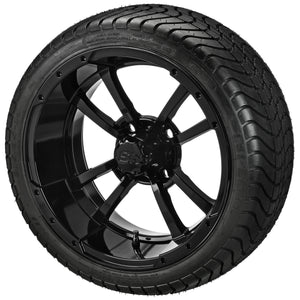 LSI 14" Maltese Cross Gloss Black Wheel and Low Profile Tire Combo