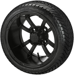 LSI 14" Maltese Cross Matte Black Wheel and Low Profile Tire Combo