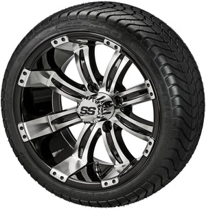 LSI 14" Casino Black & Machined Wheel and Low Profile Tire Combo