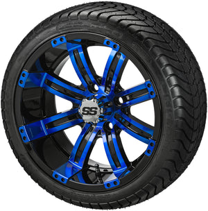 LSI 14" Casino Black & Blue Wheel and Low Profile Tire Combo