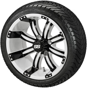 LSI 14" Casino White & Black Wheel and Low Profile Tire Combo