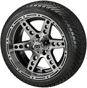 LSI 14" Chaos Black & Machined Wheel and Low Profile Tire Combo