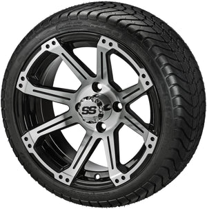 LSI 14" Rampage Black & Machined Wheel and Low Profile Tire Combo