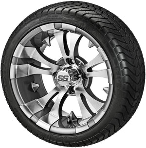 LSI 14" Warlock Gun Metal Gray & Machined Wheel and Low Profile Tire Combo
