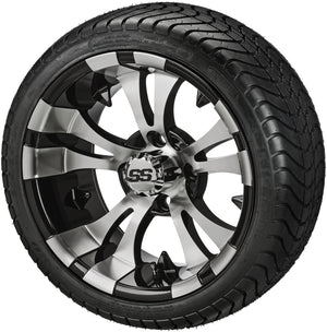 LSI 14" Warlock Black & Machined Wheel and Low Profile Tire Combo