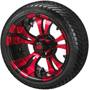 LSI 14" Warlock Black & Red Wheel and Low Profile Tire Combo