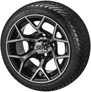 LSI 14" Ninja Black & Machined Wheel and Low Profile Tire Combo