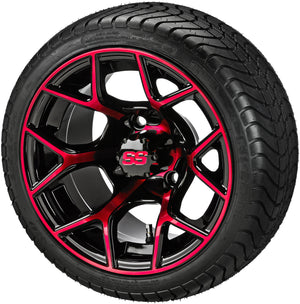 LSI 14" Ninja Black & Red Wheel and Low Profile Tire Combo