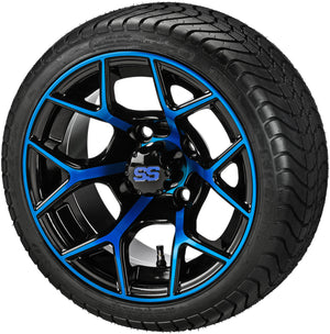 LSI 14" Ninja Black & Blue Wheel and Low Profile Tire Combo