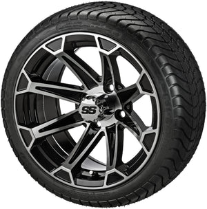 LSI 14" Viking Black & Machined Wheel and Low Profile Tire Combo