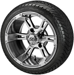 LSI 14" Raptor Gun Metal Gray & Machined Wheel and Low Profile Tire Combo