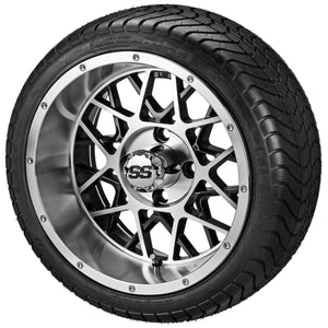 LSI 14" Black Widow Black & Machined Wheel and Low Profile Tire Combo