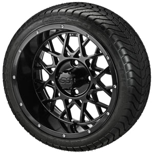 LSI 14" Black Widow Gloss Black Wheel and Low Profile Tire Combo