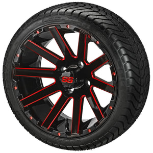 LSI 14" Venom Black & Red Wheel and Low Profile Tire Combo