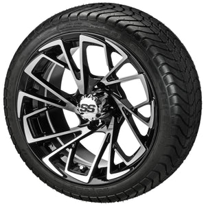 LSI 14" Stinger Black & Machined Wheel and Low Profile Tire Combo