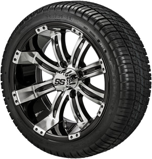 LSI 14" Casino Black & Machined Wheel and Low Profile Tire Combo