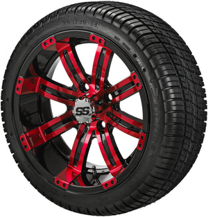 LSI 14" Casino Black & Red Wheel and Low Profile Tire Combo