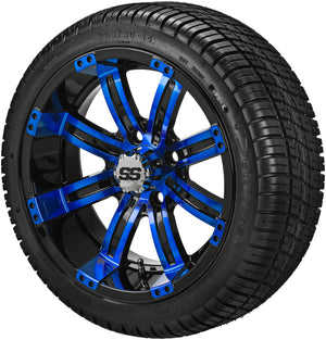 LSI 14" Casino Black & Blue Wheel and Low Profile Tire Combo