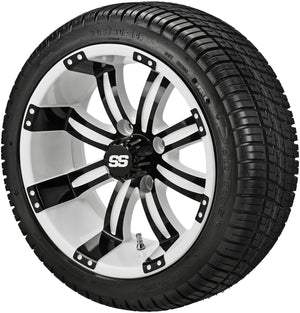 LSI 14" Casino White & Black Wheel and Low Profile Tire Combo