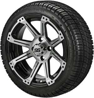 LSI 14" Rampage Black & Machined Wheel and Low Profile Tire Combo