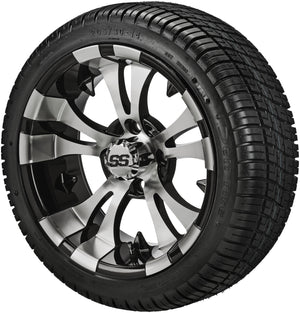 LSI 14" Warlock Black & Machined Wheel and Low Profile Tire Combo