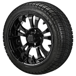 LSI 14" Warlock Gloss Black Wheel and Low Profile Tire Combo